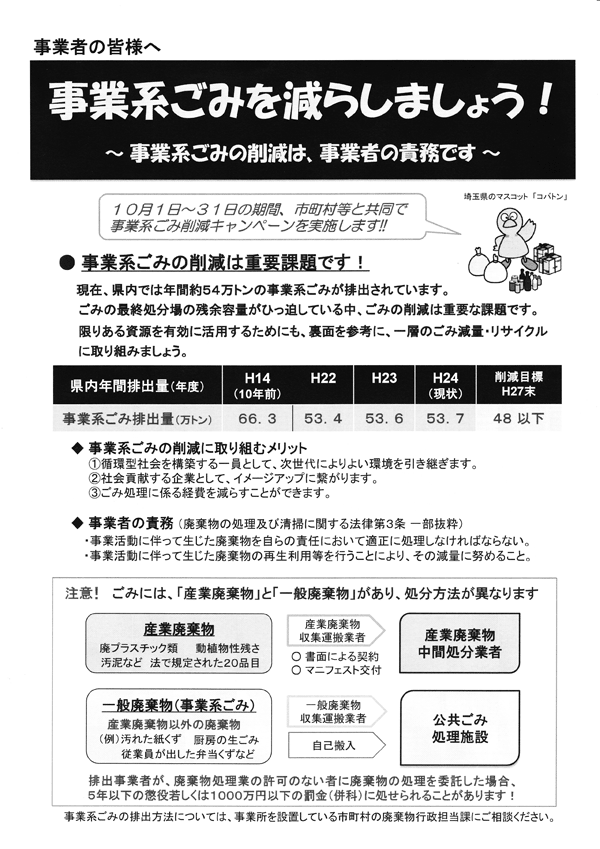 埼玉県川口市の事業ごみ削減キャンペーン